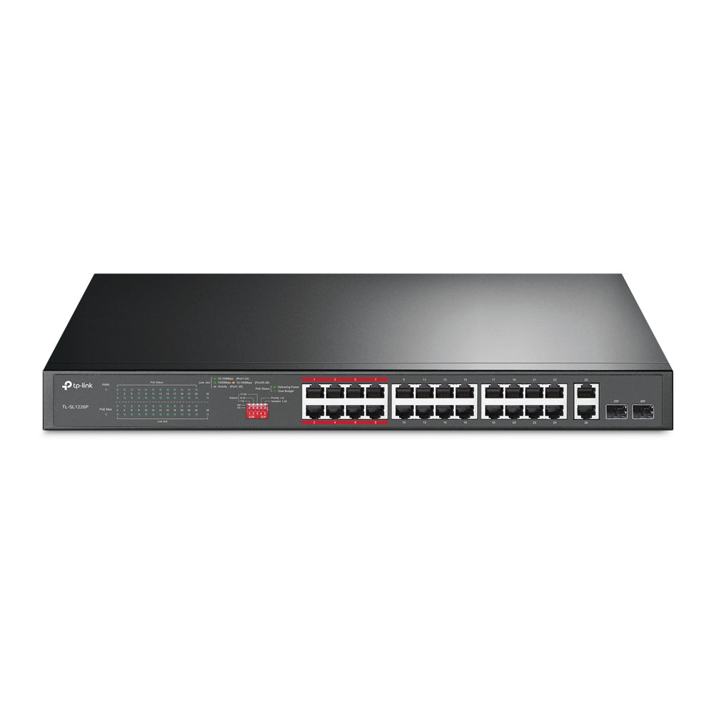 Imagen de TP-Link Switch PoE+ TL-SL1226P 24 Puertos 10/100 Mbps 250 W Modo Prioridad