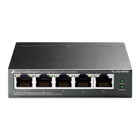 Imagen de TP-Link Switch PoE TL-SG105PE 5 Puertos Gigabit 4 PoE+ 65W Plug and Play