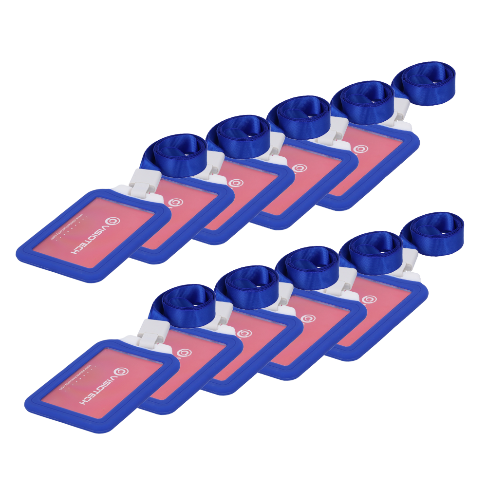 MARCA BLANCA 10XCARD-HOLDER-V-BLUE - Porta-tarjetas RFID - Disposición vertical - Formato CR80: 54 (An) × 85 (Al) mm - Láminas de plástico protectoras - Fabricado en silicona - Color azul | Pack de 10 unidades