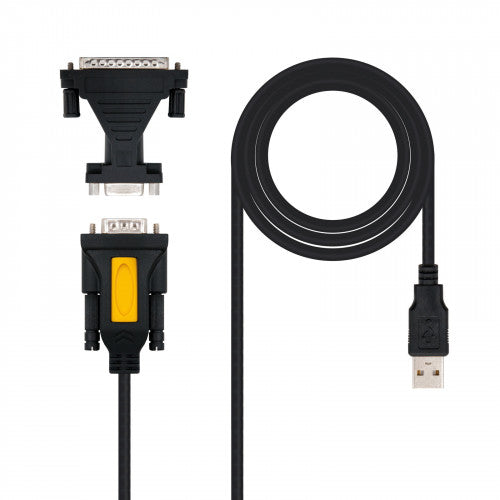 Nanocable CONVERTIDOR USB A SERIE, TIPO A/M-RS232 DB9/M DB25/M, 1,8 M - imagen 1