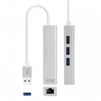 Nanocable Conversor USB 3.0 a Ethernet Gigabit + 3xUSB 3.0, Plata, 15 cm - imagen 2