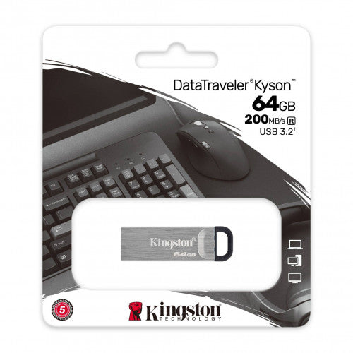 Kingston Technology DataTraveler Kyson unidad flash USB 64 GB USB tipo A 3.2 Gen 1 (3.1 Gen 1) Plata - imagen 3