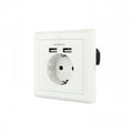 Nanocable Base de enchufe de pared tipo schuko con 2 tomas USB Max. 2.4A, blanca - imagen 1