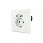 Nanocable Base de enchufe de pared tipo schuko con 2 tomas USB Max. 2.4A, blanca - imagen 1