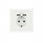 Nanocable Base de enchufe de pared tipo schuko con 2 tomas USB Max. 2.4A, blanca - imagen 2