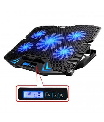 EWENT BASE DE REFRIGERACION PARA PORTATILES HASTA 17" CON 5 VENTILADORES SILENCIOSO + 2 PUERTOS USB + 5 VELOCIDADES DEL VENTILADOR Y 2 MODOS DE REFRIGERACION (EW1259) - imagen 2