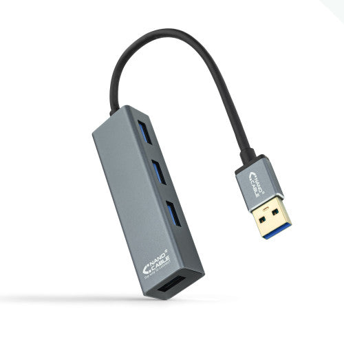 Nanocable USB 3.0 4xUSB3.0. USB-A/M-USB 3.0/H, Gris, 10 cm - imagen 1