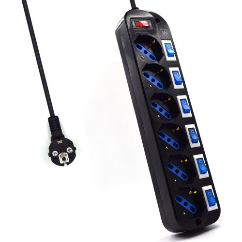 Ewent EW3851 limitador de tensión Negro 6 salidas AC 220 V 1,5 m - imagen 1