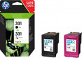 HP TINTA HP NEGRO HP301 PACK (NEGRO/TRICOLOR) N9J72AE