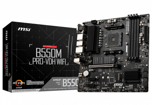 MSI PLACA MSI B550M PRO-VDH WIFI,AMD,AM4,B550,4DDR4,128GB,VGA+HDMI+DP,GBLAN+WIFI+BT4.2,4SATA3+2M.2,5USB3.2,MATX - imagen 1
