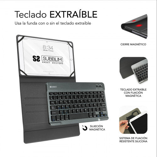SUBBLIM Funda con Teclado KEYTAB PRO BLUETOOTH 10,1" Grey - imagen 3