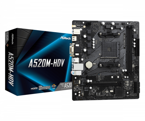 ASRock #PLACA ASROCK A520M-HDV,AMD,AM4,A520,2DDR4,MATX - imagen 1
