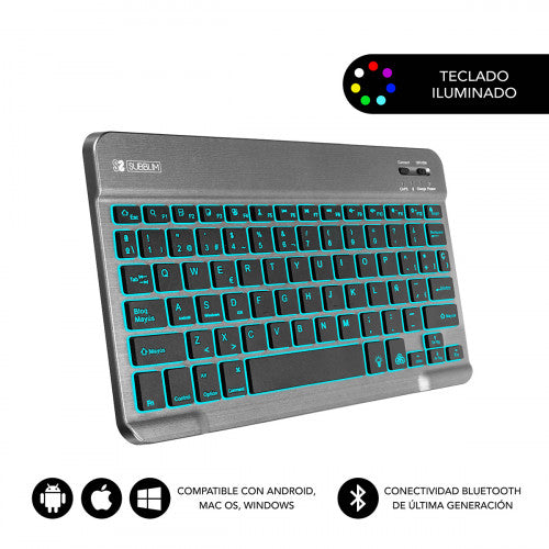 SUBBLIM Teclado Retroiluminado Bluetooth Smart Backlit BT Keyboard Grey - imagen 1