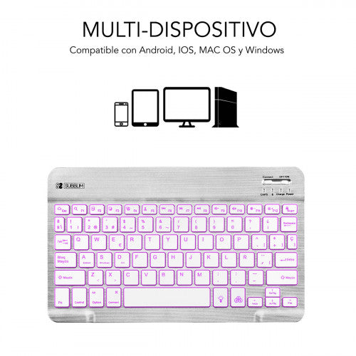 SUBBLIM Teclado Retroiluminado Bluetooth Smart Backlit BT Keyboard Silver - imagen 2