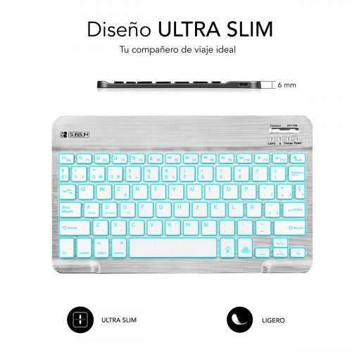 SUBBLIM Teclado Retroiluminado Bluetooth Smart Backlit BT Keyboard Silver - imagen 3