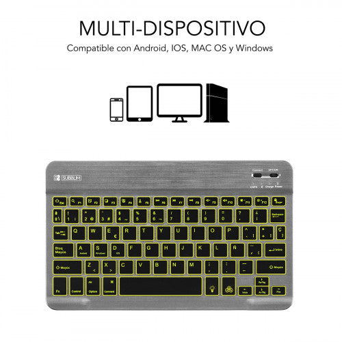SUBBLIM Teclado Retroiluminado Bluetooth Smart Backlit BT Keyboard Grey - imagen 2