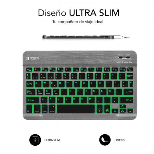 SUBBLIM Teclado Retroiluminado Bluetooth Smart Backlit BT Keyboard Grey - imagen 3