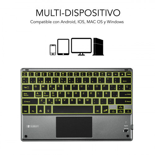 SUBBLIM Teclado Bluetooth Smart Backlit BT Keyboard Touchpad Grey - imagen 2