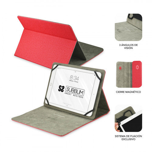 SUBBLIM Funda Tablet Clever Stand Tablet Case 10,1" Red - imagen 2