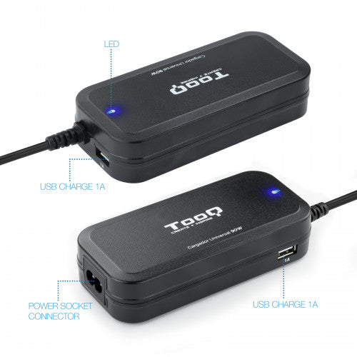 TooQ TQLC-90BS02AT adaptador e inversor de corriente Interior 90 W Negro - imagen 3