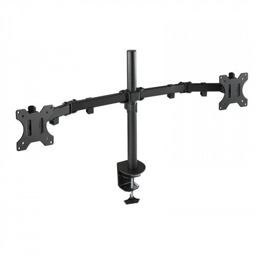 TooQ Soporte de Mesa Giratorio e Inclinable para 2 Pantallas (Monitor / TV Plasma / LCD / LED) 13” – 32”, de Dos Brazos, Negro - imagen 1