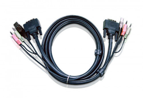Imagen de Aten 6ft USB DVI-D Single Link cable para video, teclado y ratón (kvm) Negro 1,8 m