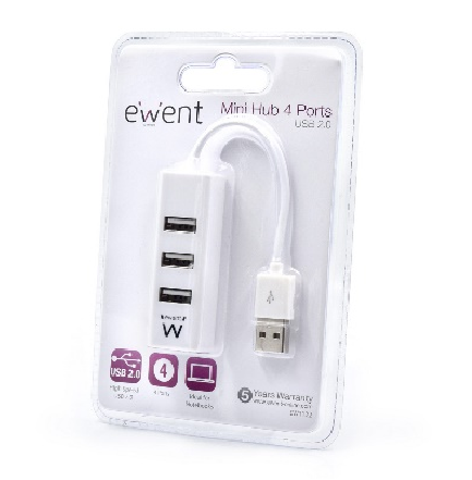 Ewent EW1122 hub de interfaz USB 2.0 Blanco - imagen 3