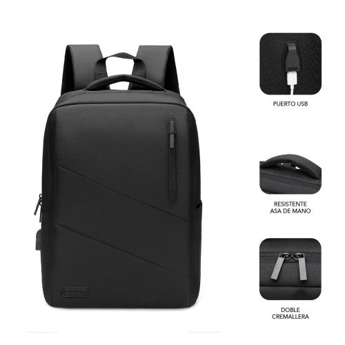 SUBBLIM City Backpack Mochila para portátil 15.6", Poliéster Oxford, Negra - imagen 2