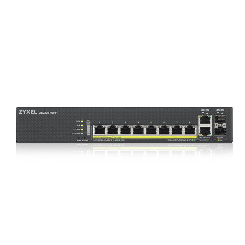 Zyxel GS2220-10HP-EU0101F switch Gestionado L2 Gigabit Ethernet (10/100/1000) Energía sobre Ethernet (PoE) Negro - imagen 2