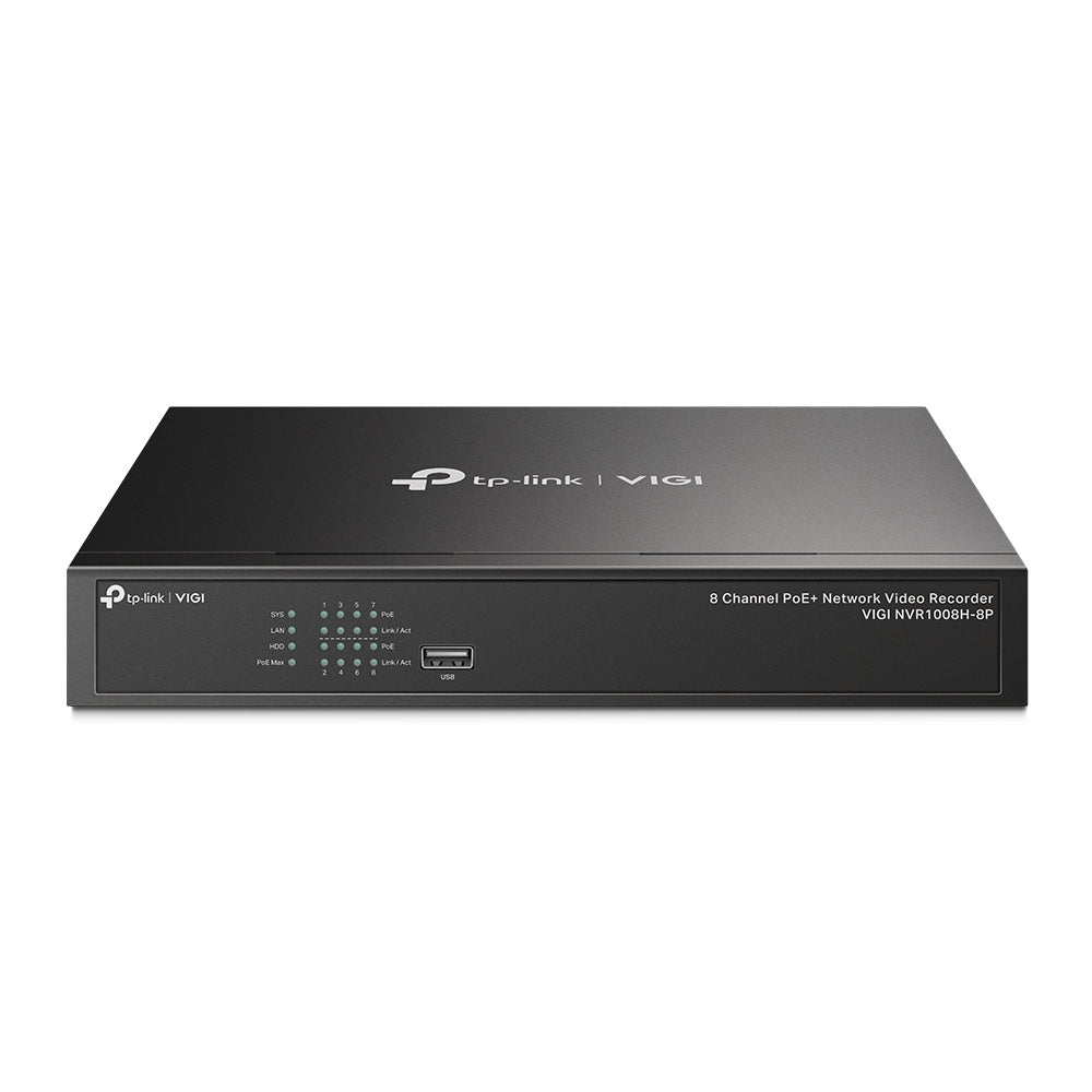 TP-Link NVR PoE+ VIGI NVR1008H-8P 8 Canales 8MP H.265+ Salidas HDMI y VGA
