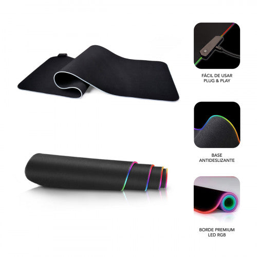 SUBBLIM Alfombrilla/Tapete Ratón Luz LED RGB 9 colores Extra Grande - imagen 2