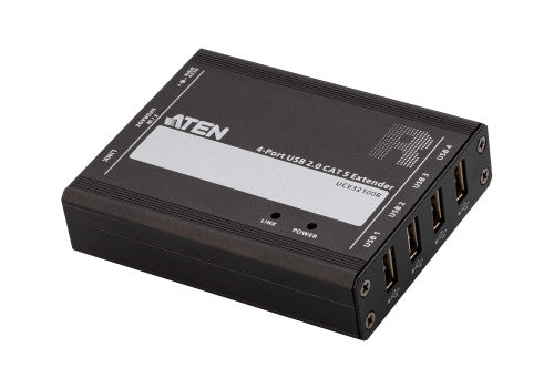 ATEN Extensor USB 2.0 por Cat 5 con hub de cuatro puertos (hasta 100 m)