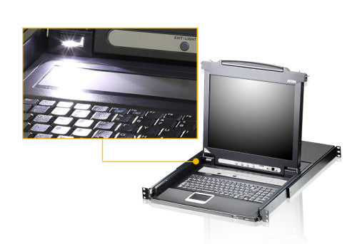 Aten Consola LCD single rail con switch KVM integrado VGA PS/2-USB de 16 puertos - imagen 3