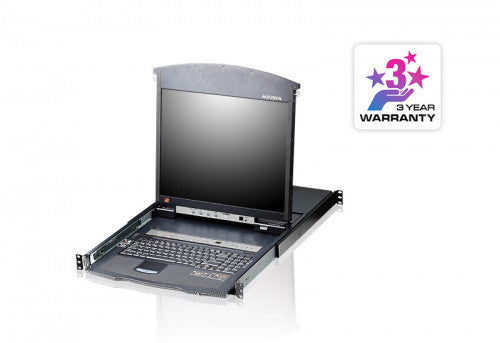 Imagen de Aten Consola LCD dual rail con switch KVM integrado multi-interfaz Cat 5 de 8 puertos