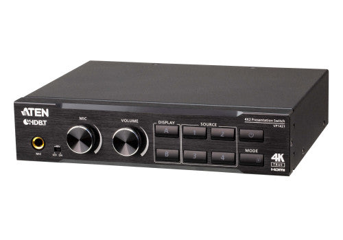 Imagen de ATEN Switch de presentación True 4K 4 x 2 con escalador de vídeo, DSP y HDBaseT-Lite