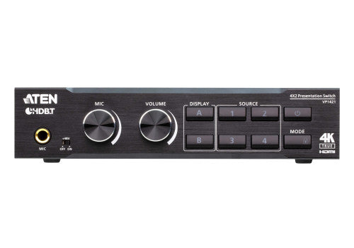 ATEN Switch de presentación True 4K 4 x 2 con escalador de vídeo, DSP y HDBaseT-Lite - imagen 3