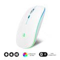 Subblim RATÓN ÓPTICO INALÁMBRICO 2.4G Y BT RGB LED DUAL FLAT MOUSE WHITE - imagen 1