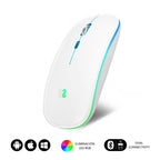 Subblim RATÓN ÓPTICO INALÁMBRICO 2.4G Y BT RGB LED DUAL FLAT MOUSE WHITE - imagen 1