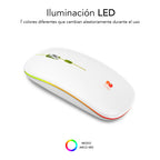 Subblim RATÓN ÓPTICO INALÁMBRICO 2.4G Y BT RGB LED DUAL FLAT MOUSE WHITE - imagen 3