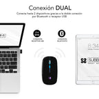 Subblim RATÓN ÓPTICO INALÁMBRICO 2.4G Y BT RGB LED DUAL FLAT MOUSE BLACK - imagen 2