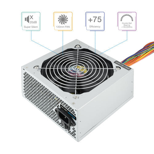TooQ TQAPOLO-500SP unidad de fuente de alimentación 500 W 20+4 pin ATX ATX Plata - imagen 2