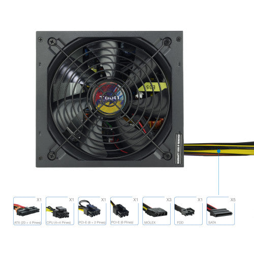 TooQ TQAPOLO-600SP unidad de fuente de alimentación 600 W 20+4 pin ATX ATX Negro - imagen 3