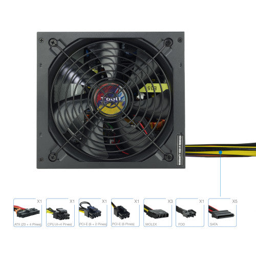 TooQ TQAPOLO-700SP unidad de fuente de alimentación 700 W 20+4 pin ATX ATX Negro - imagen 3