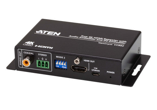 ATEN Repetidor HDMI True 4K con incrustador y desincrustador de audio