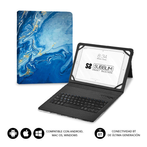 SUBBLIM Funda con Teclado Keytab Pro BT Trendy Marmol Azul - imagen 2