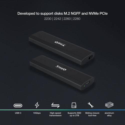 TooQ Shura Caja externa para unidad de estado sólido (SSD) Negro M.2 - imagen 2