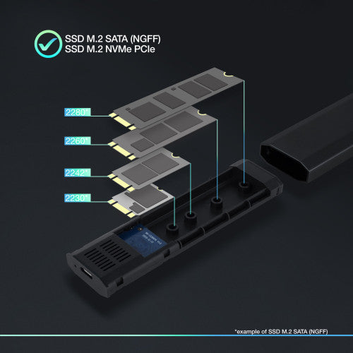 TooQ Shura Caja externa para unidad de estado sólido (SSD) Negro M.2 - imagen 3