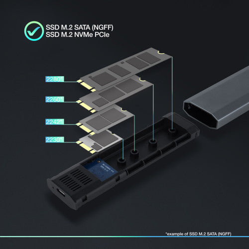 TooQ Shura Caja externa para unidad de estado sólido (SSD) Gris M.2 - imagen 3