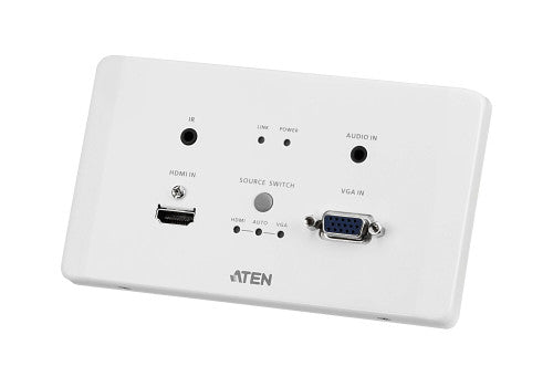 ATEN Transmisor encastrable (EU) HDMI y VGA HDBaseT con embellecedor / POH (4K a 100 m) (HDBaseT Clase A)
