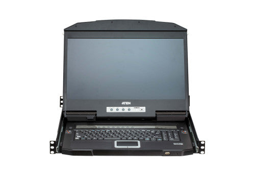 Imagen de ATEN Consola LCD panorámica multiview dual rail con switch KVM integrado HDMI USB de 4 puertos